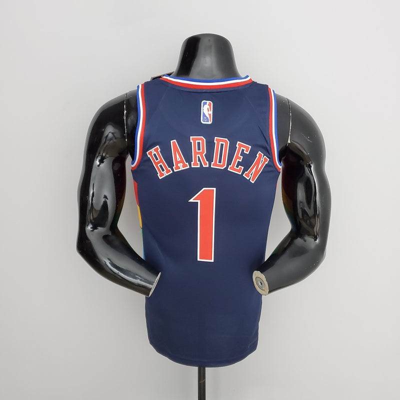 Camiseta sin mangas de la NBA de los Philadelphia 76ers: Harden n.° 1 azul real 