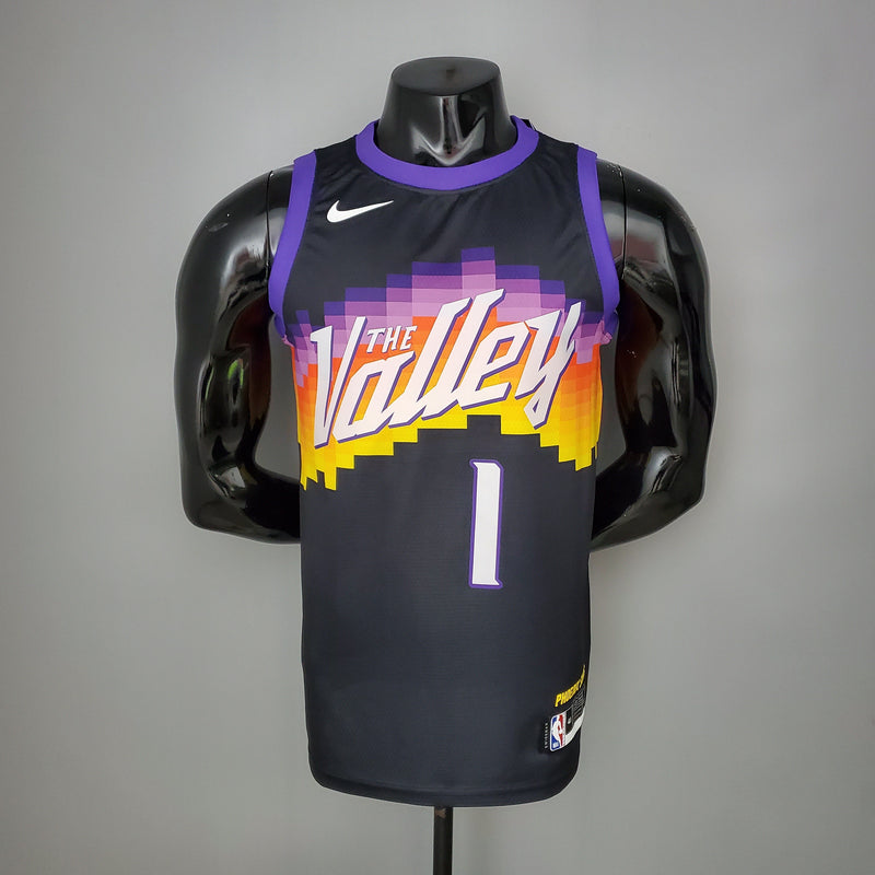 Camiseta sin mangas de la NBA de los Phoenix Suns - Booker n.° 1 Edición The Valley en color negro 