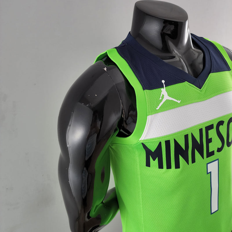 Camiseta sin mangas de la NBA de los Minnesota Timberwolves: Edwards n.° 1, color verde 