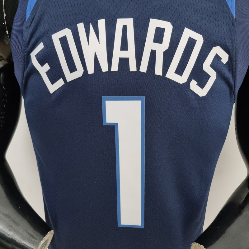 Camiseta sin mangas de la NBA de Minnesota Timberwolves: Edwards n.° 1 azul real 