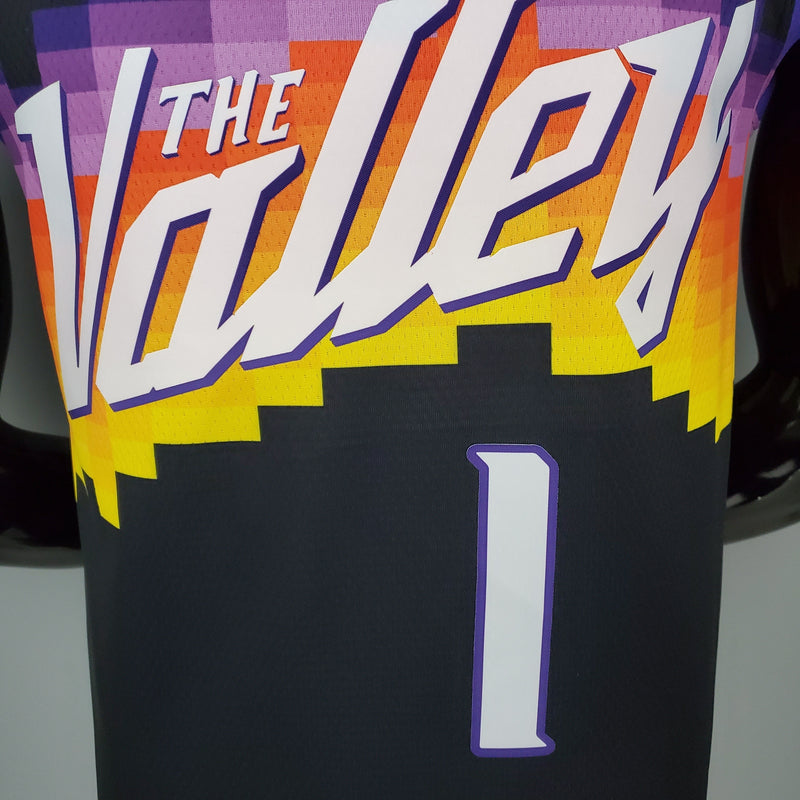 Camiseta sin mangas de la NBA de los Phoenix Suns - Booker n.° 1 Edición The Valley en color negro 