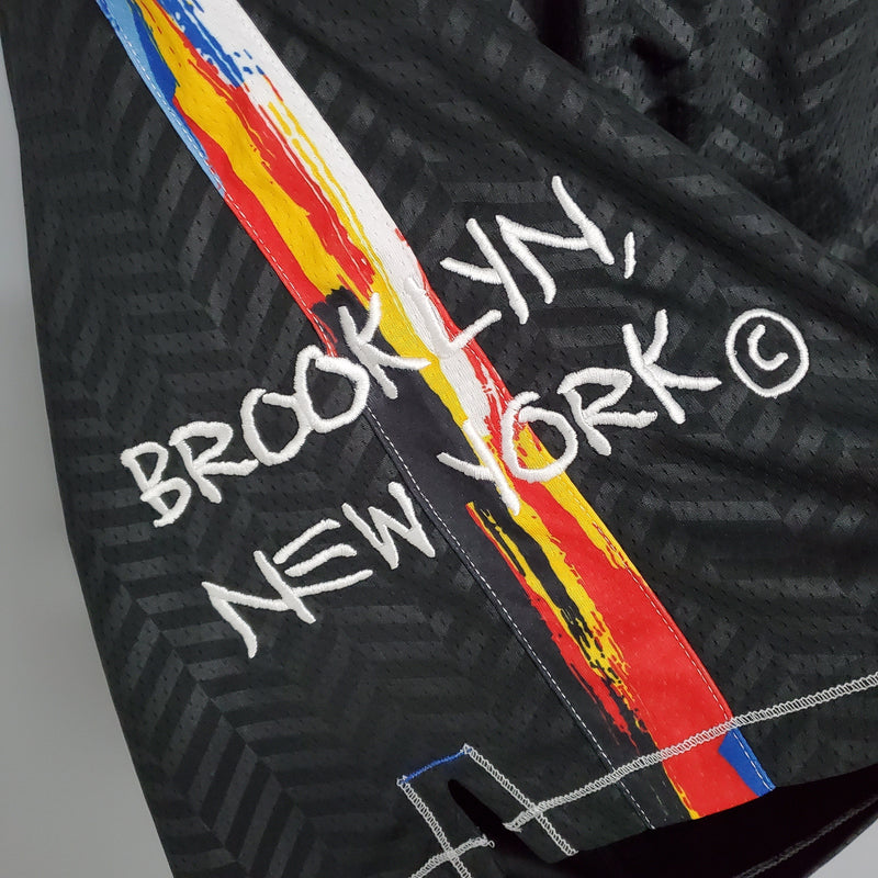 Pantalones cortos de la NBA de los Brooklyn Nets en color negro 