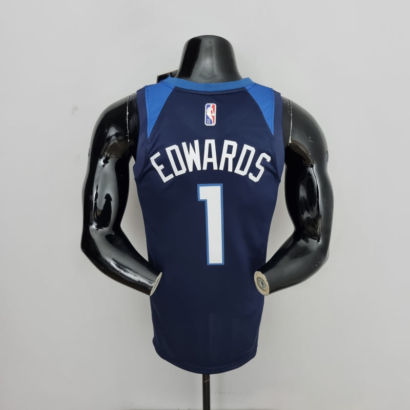 Camiseta sin mangas de la NBA de Minnesota Timberwolves: Edwards n.° 1 azul real 