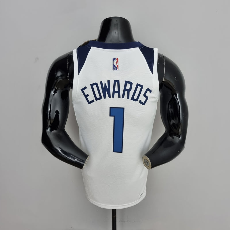 Camiseta sin mangas de la NBA de los Minnesota Timberwolves: Edwards n.° 1, color blanco 