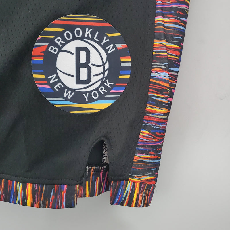 Pantalones cortos de la ciudad de los Brooklyn Nets, versión NBA en color negro