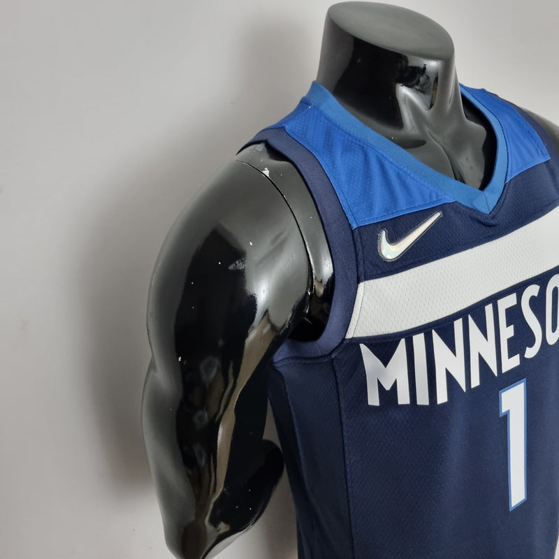 Camiseta sin mangas de la NBA de Minnesota Timberwolves: Edwards n.° 1 azul real 