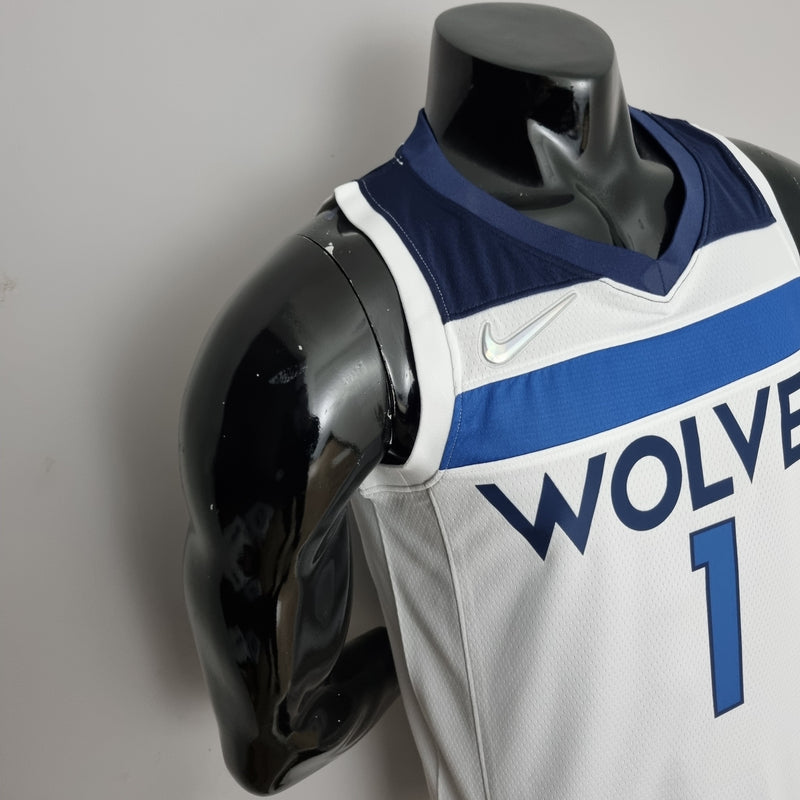 Camiseta sin mangas de la NBA de los Minnesota Timberwolves: Edwards n.° 1, color blanco 