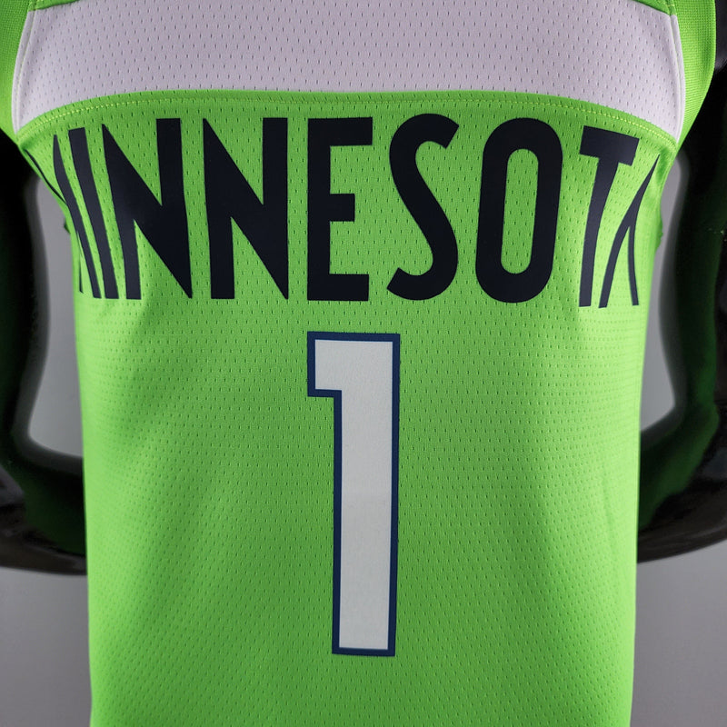 Camiseta sin mangas de la NBA de los Minnesota Timberwolves: Edwards n.° 1, color verde 