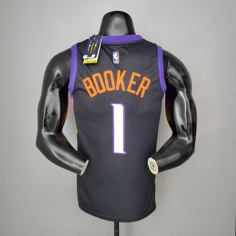 Camiseta sin mangas de la NBA de los Phoenix Suns - Booker n.° 1 Edición The Valley en color negro 