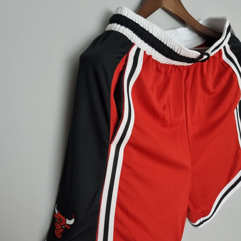 Pantalones cortos de la NBA en color negro y rojo de los Chicago Bulls