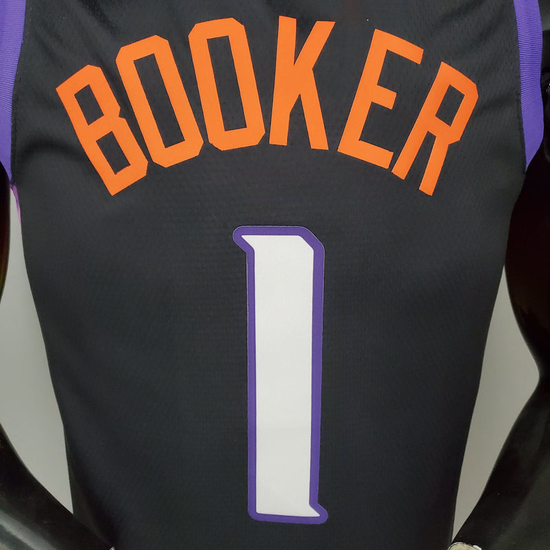 Camiseta sin mangas de la NBA de los Phoenix Suns - Booker n.° 1 Edición The Valley en color negro 