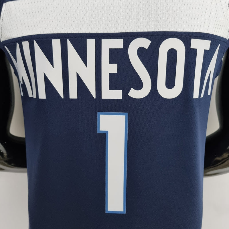 Camiseta sin mangas de la NBA de Minnesota Timberwolves: Edwards n.° 1 azul real 