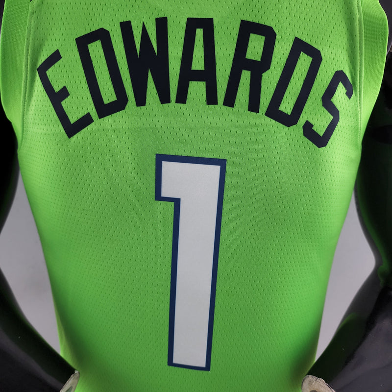 Camiseta sin mangas de la NBA de los Minnesota Timberwolves: Edwards n.° 1, color verde 