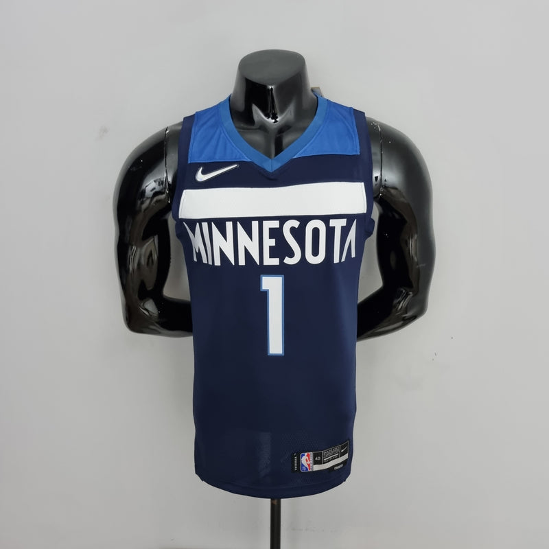 Camiseta sin mangas de la NBA de Minnesota Timberwolves: Edwards n.° 1 azul real 