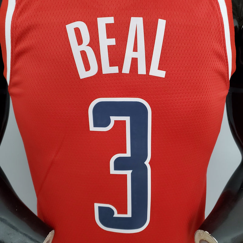 Camiseta sin mangas de la NBA de los Washington Wizards: Beal n.° 3, rojo, blanco y azul 