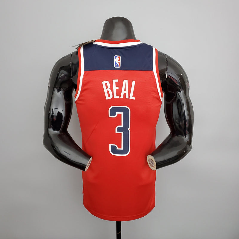 Camiseta sin mangas de la NBA de los Washington Wizards: Beal n.° 3, rojo, blanco y azul 