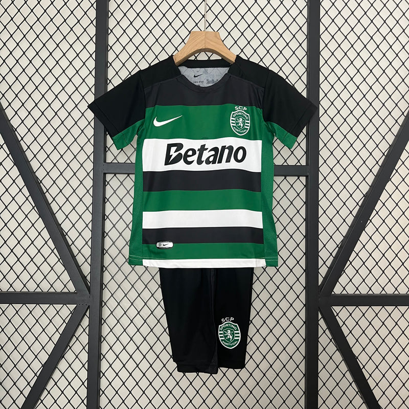 SPORTING KIDS KIT 24/25 GREEN AND BLACK 